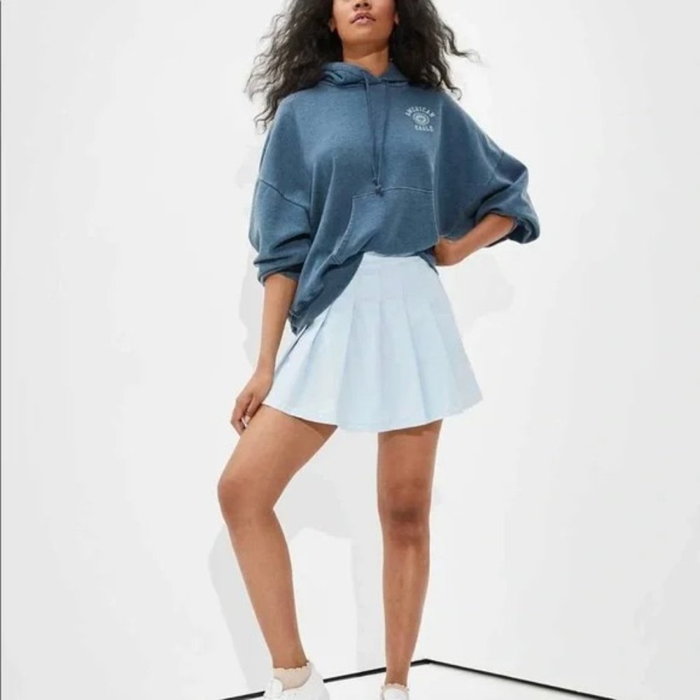 American Eagle Outfitters High Waisted Pleated Chambray Mini Skirt 6